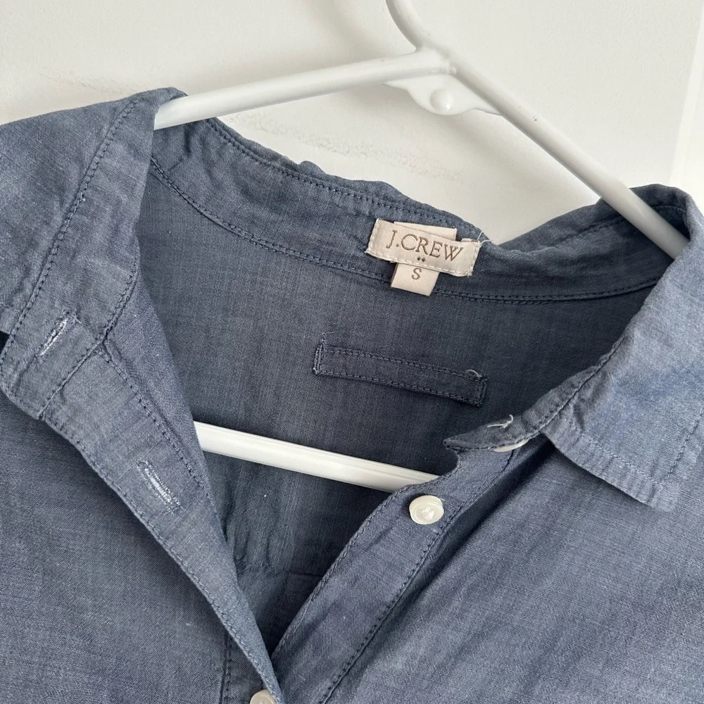 J. Crew Women’s Blue Chambray Denim Tunic or button-up Collard Night Shirt